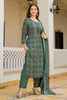Green Rayon Blend Ethnic Motifs Printed Straight Suit Set With Trouser Bottom VKSKD2281