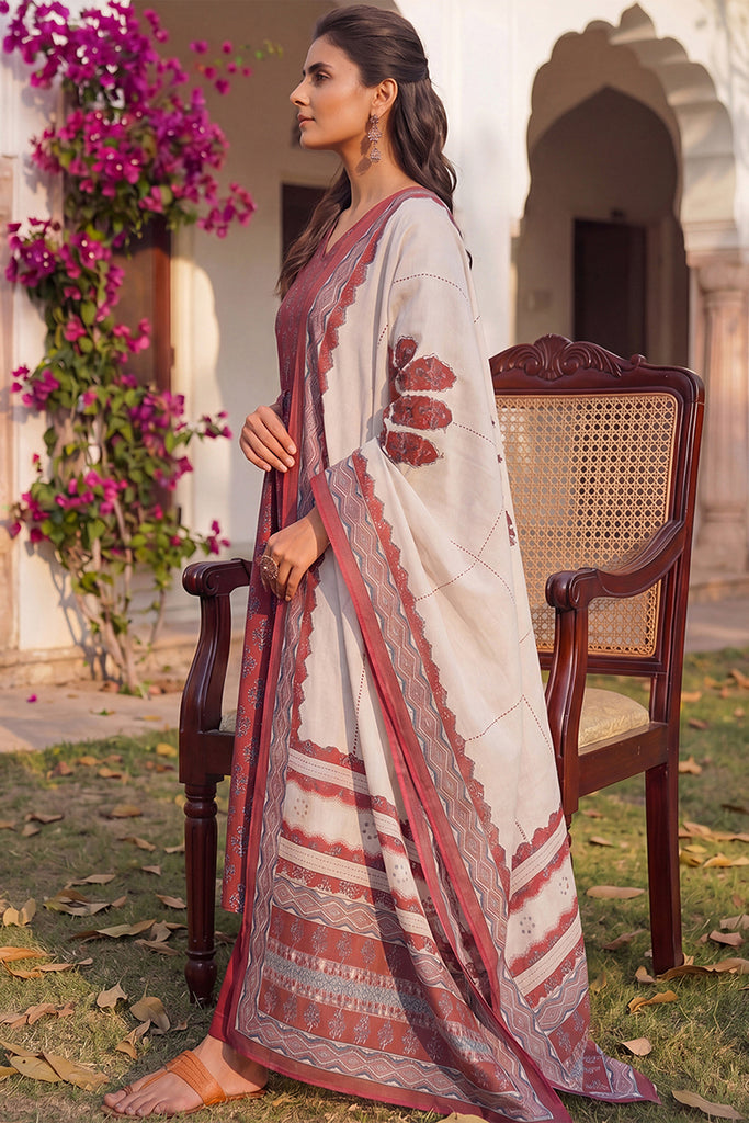 Maroon Rayon Blend Floral Printed A-Line Kurta Palazzo With Dupatta VKSKD2373