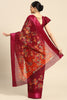 Maroon Cotton Blend Printed Saree With Blouse Piece VSAR1627