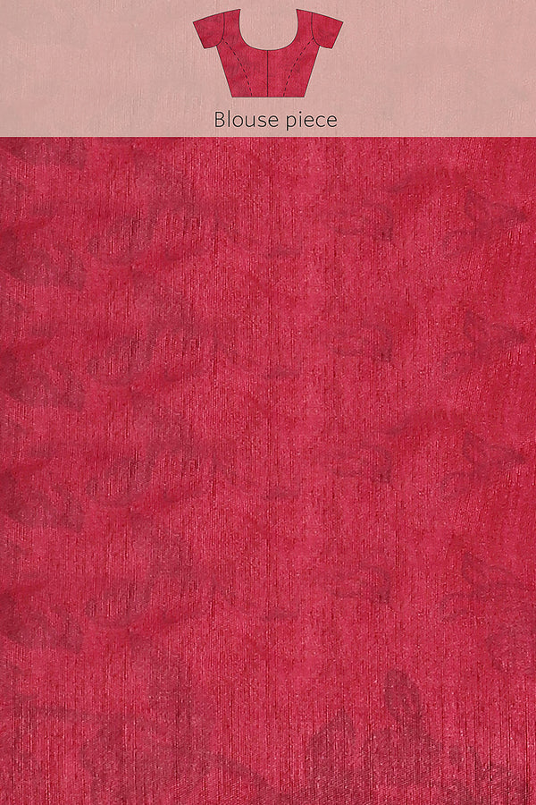 Maroon Cotton Blend Printed Saree With Blouse Piece VSAR1627