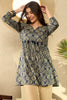 Navy Blue Cotton Blend Ajrakh Printed Peplum Tunic VT1280