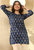 Navy Blue Cotton Blend Ethnic Motifs Printed Regular Tunic VT1294