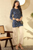 Navy Blue Cotton Blend Ethnic Motifs Printed Regular Tunic VT1294