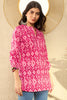 Pink Cotton Blend Ikat Printed Regular Tunic VT1298