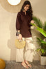 Brown Polyester Solid Solid Regular Tunic VT1299