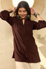 Brown Polyester Solid Solid Regular Tunic VT1299