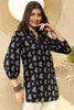 Navy Blue Cotton Blend Ethnic Motifs Printed Regular Tunic VT1302