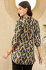 Blue Viscose Rayon Abstract Printed Regular Top VT1313