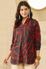 Black Viscose Rayon Abstract Printed Regular Top VT1314