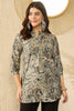 Blue Silk Blend Floral Printed Regular Top VT1315