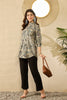 Blue Silk Blend Floral Printed Regular Top VT1315