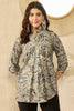 Blue Silk Blend Floral Printed Regular Top VT1315