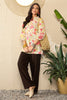 Off White Cotton Floral Printed Regular Top VT1316