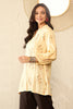 Yellow Cotton Blend Floral Printed Regular Top VT1327