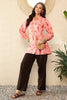 Pink Cotton Blend Floral Printed Regular Top VT1328