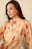 Beige Cotton Blend Floral Printed Regular Top VT1329