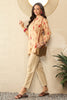 Beige Cotton Blend Floral Printed Regular Top VT1329