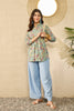 Blue Viscose Rayon Floral Printed Regular Top VT1335