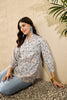 White Cotton Blend Floral Printed Regular Top VT1362