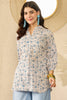White Cotton Blend Floral Printed Regular Top VT1362