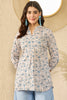 White Cotton Blend Floral Printed Regular Top VT1362