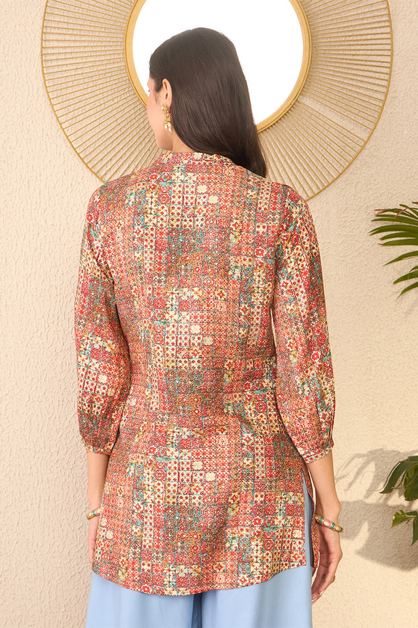 Multi Rayon Blend Abstract Printed Regular Top VT1370