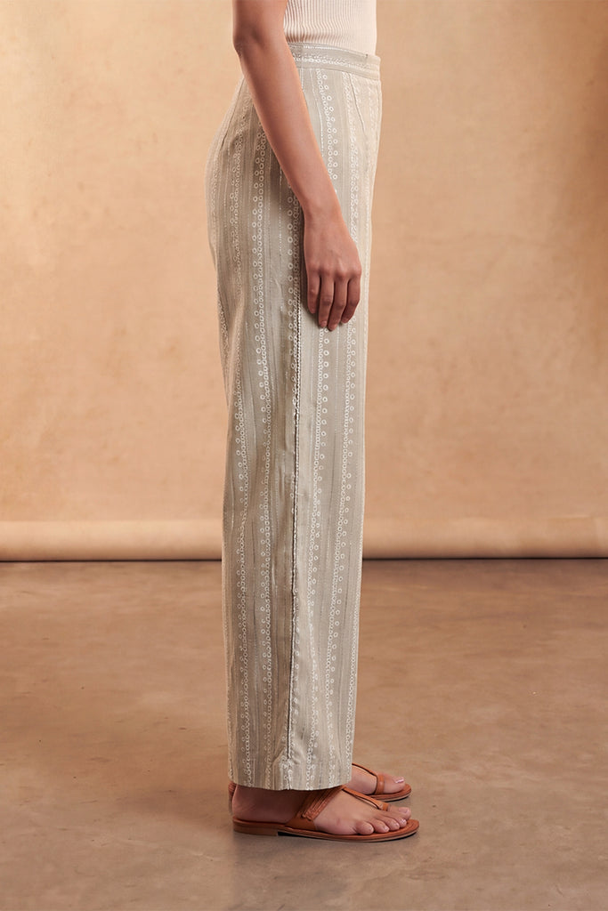 Beige Foil Solid Trouser WBOT1004