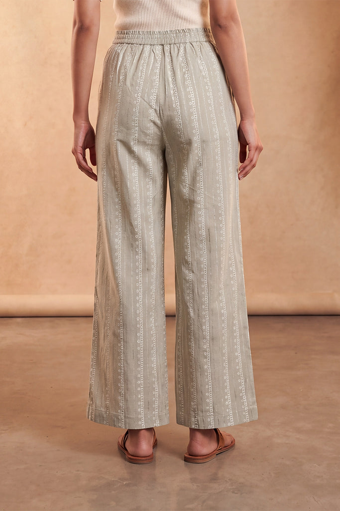 Beige Foil Solid Trouser WBOT1004