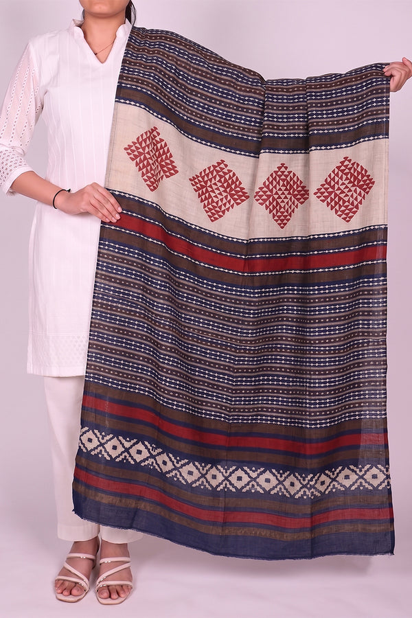 Blue Geometric Printed Dupatta WDPT1002