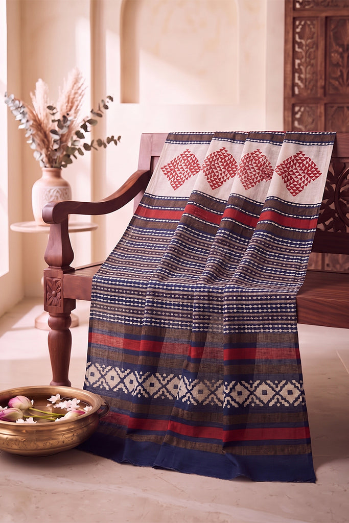 Blue Geometric Printed Dupatta WDPT1002