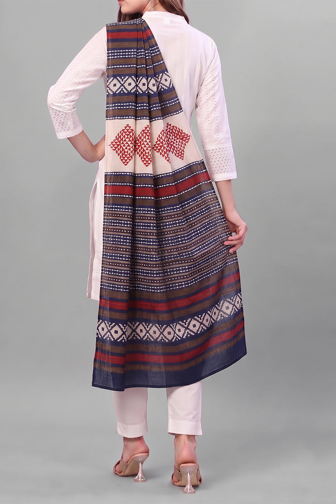Blue Geometric Printed Dupatta WDPT1002