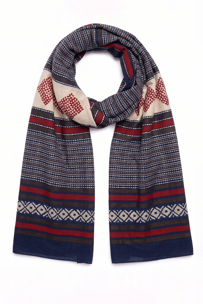 Blue Geometric Printed Dupatta WDPT1002