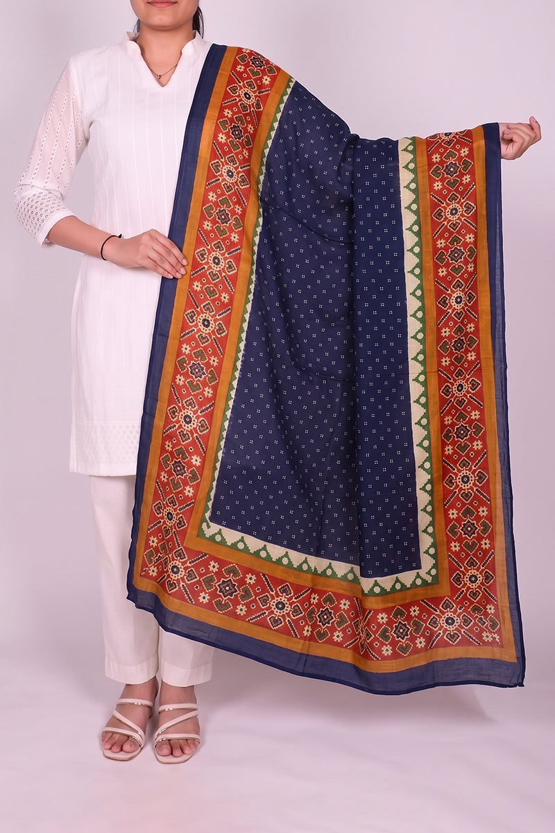 Blue Ethnic Printed Dupatta WDPT1004