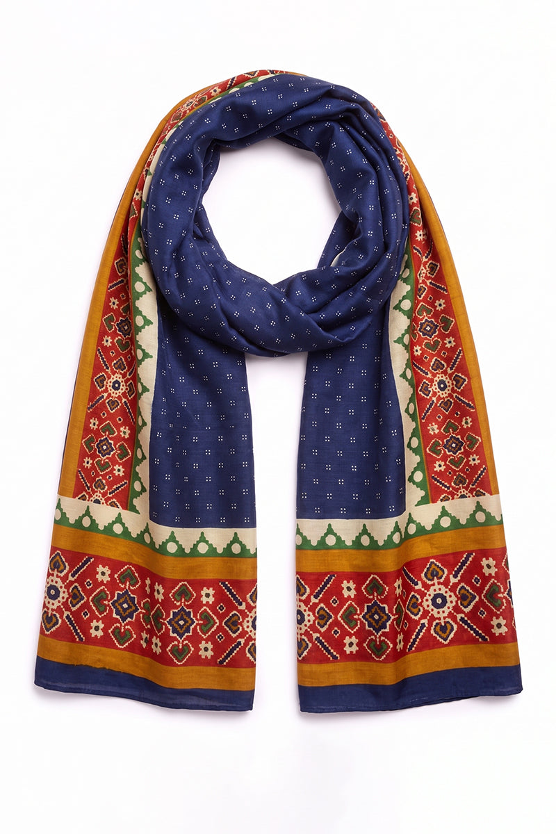 Blue Ethnic Printed Dupatta WDPT1004