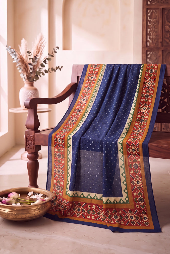 Blue Ethnic Printed Dupatta WDPT1004