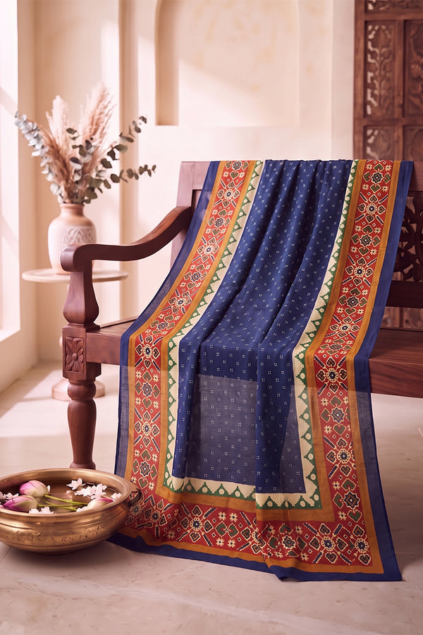 Blue Ethnic Printed Dupatta WDPT1004