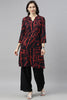  Women Black & Red Printed Kurta