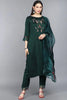  Women Green Embroidered with Trousers Dupatta