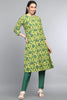   Cotton Printed Simple Function Wear Green Kurti