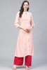  Women Pink Orange Printed A Line Kurta