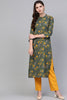   Cotton Fabric Printed Simple Function Wear Green Color Kurti