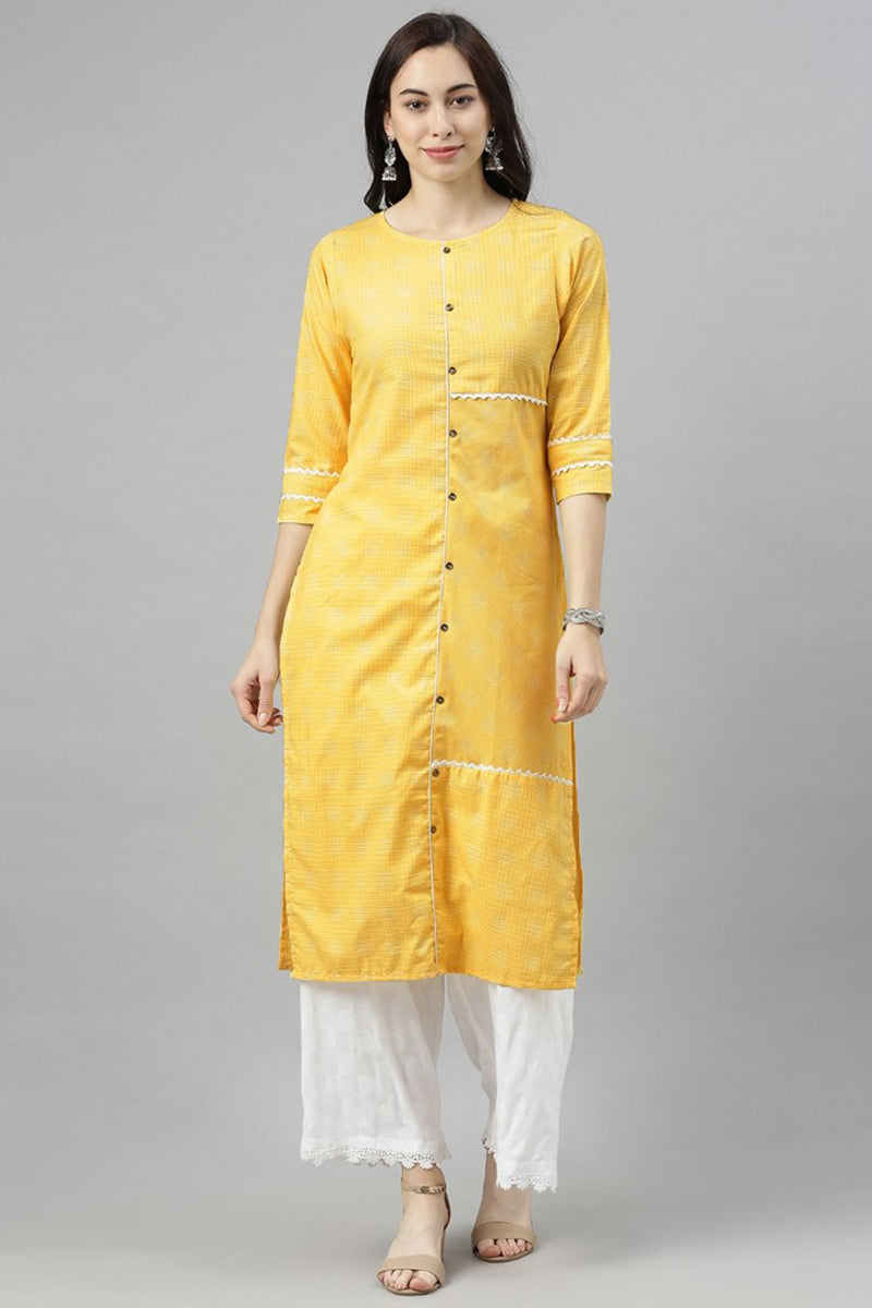   Yellow Checked Kurta