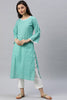   Sea Green And White Printed A Line Kurta