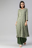   Grey And Teal Green Printed Straight Kurta