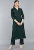  Women Green Yoke Design Kurta With Trousers