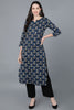  Women Cotton Navy Blue Printed Kurtas 