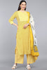  Women Yellow Ethnic Motifs Printed Pure Cotton Kurta Set With Dupatta