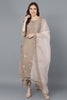  Women Nude Poly Silk Embroidered Kurta Trousers With Dupatta 