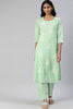  Women Sea Green White Printed Kurta with Pyjamas Set