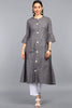   Charcoal Grey & White Striped A Line Kurta